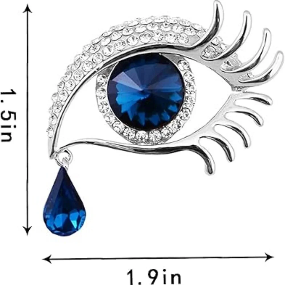 Big Blue Eye Rhinestone Brooch Pin Stunning Lapel Pin Brand New‎ !!